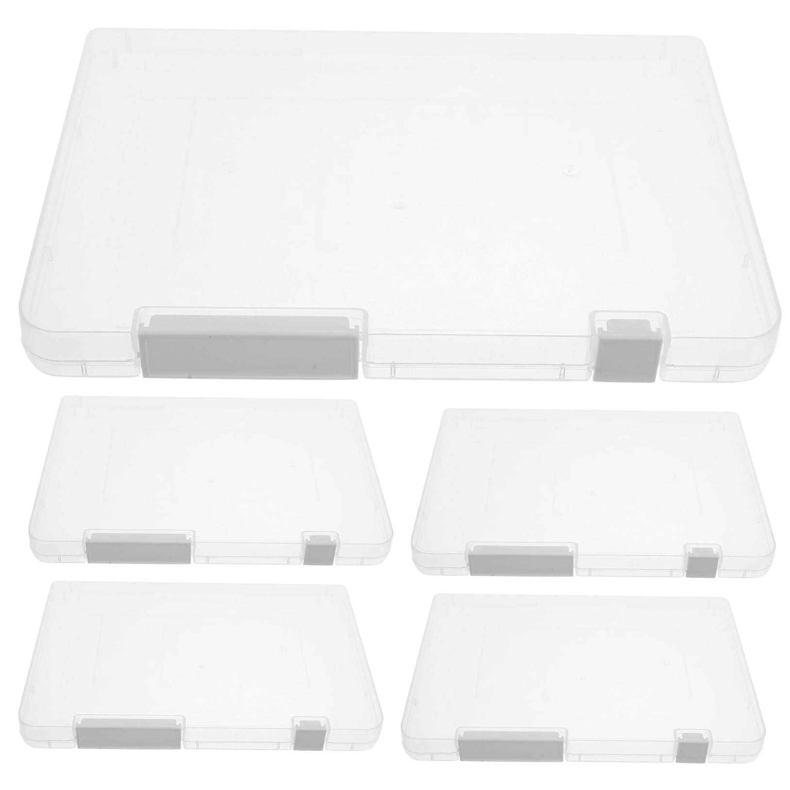 Masteelf 5-Pack Plastic Storage Organizer Boxes with Lids for File, Document, and Office Supplies Storage at Home or Office
