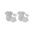 thumbnail image 3 of Baby Girls 3Pcs Summer Outfit Short Sleeve Romper + Baseball Shorts + Headband Set Newborn Clothes, 3 of 10