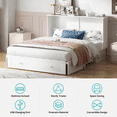 thumbnail image 3 of Queen Size Murphy Bed, Guest Room Cabinet Bed with USB & Charging Station and Large Drawer for Apartment, White, 3 of 6