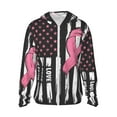 thumbnail image 1 of Balery Ribbon Breast Cancer Awareness Sudadera ligera de manga larga con capucha y protección solar UPF 50+ para hombre y mujer, ideal para pesca y running-Medium, 1 of 7