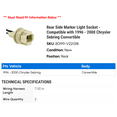 thumbnail image 2 of Rear Side Marker Light Socket - Compatible with 1996 - 2000 Chrysler Sebring Convertible 1997 1998 1999, 2 of 2