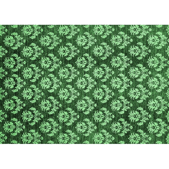 Ahgly Company Indoor Rectangle Abstract Emerald Green Modern Area Rugs, 8' x 10'