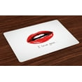 thumbnail image 1 of Ambesonne I Love You Place Mats Set of 4, Seductic Female Lips, Standard Size, Red White Black, 1 of 4