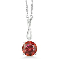 Gem Stone King 10K White Gold Pendant Round Red Moissanite (1.00 Cttw)