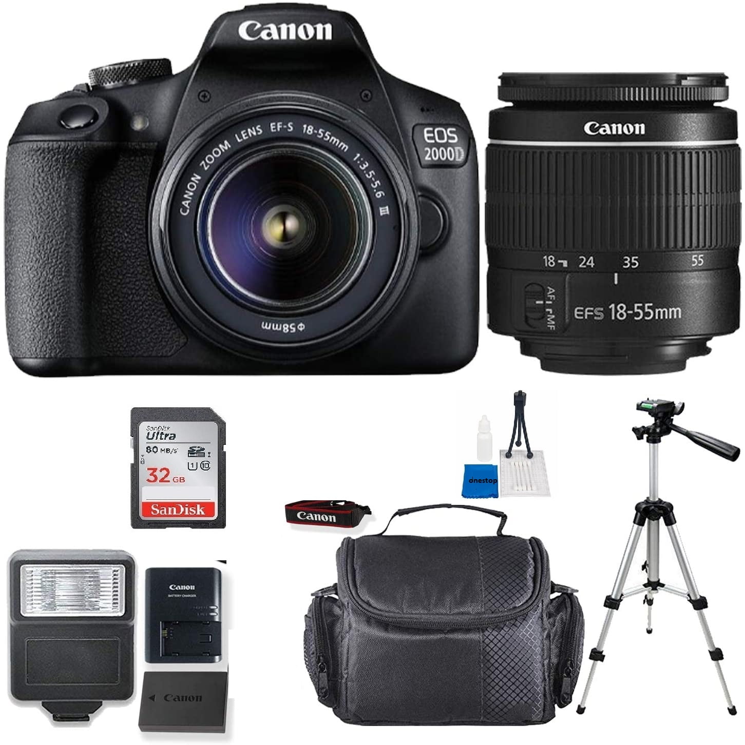 Canon EOS 2000D / Rebel T7 24.1MP WiFi Digital SLR Camera with 1855mm
