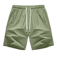 thumbnail image 2 of Nestiefly Men's Linerless Workout Elastic Waist Drawstring Shorts Quick Dry for Running Sports Athletic Gym with Zipper Pockets Green XS, 2 of 6