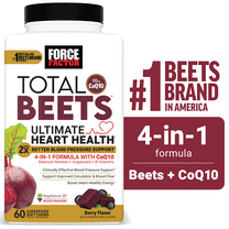 Total Beets Ultimate Heart Health Chews for Blood Pressure Support, with Beetroot Powder, CoQ10, B Vitamins & Grapeseed Extract for Blood Flow & Energy, Berry, 60 Soft Chews by Force Factor