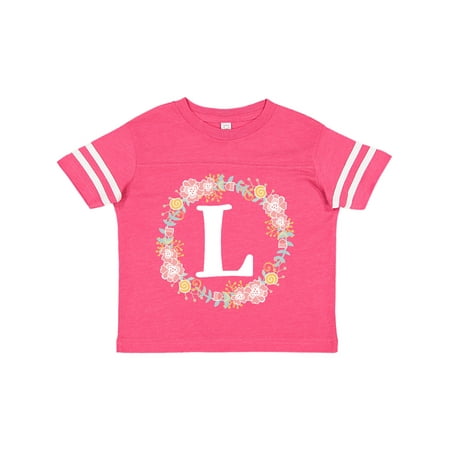 

Inktastic Monogram Letter L Rose Floral Wreath Gift Gift Toddler Toddler Girl T-Shirt