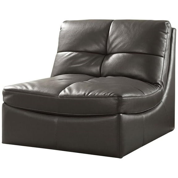 Furniture of America Onta Contemporary Faux Leather Accent Armless Chair in Gray