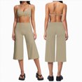 thumbnail image 2 of ZIXKCGDSE Workout Sets for Women Halter Sports Bra Matching Wide Leg Capri Pants Yoga Outfits Size S, 2 of 4