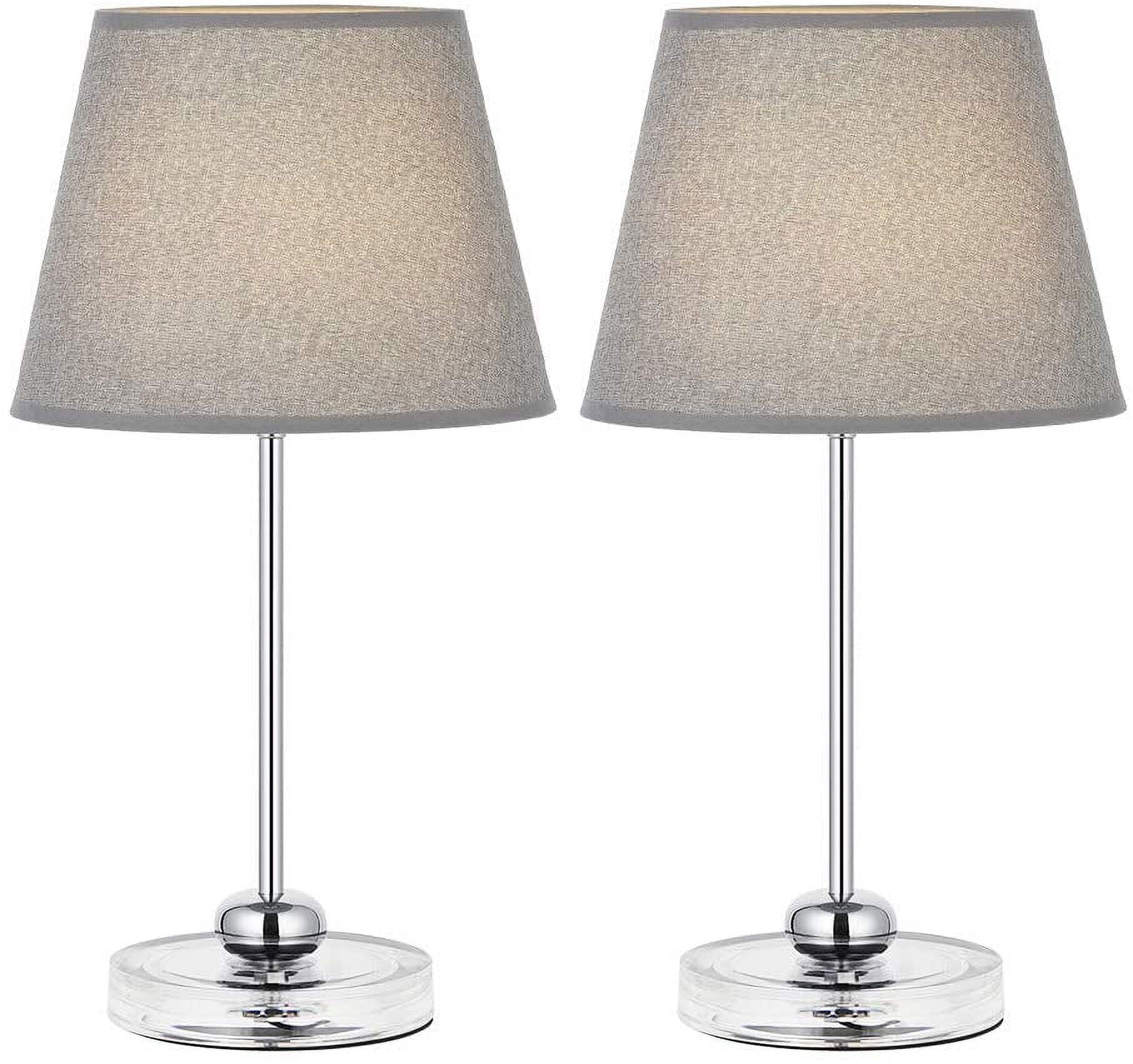 Haitral Modern Silver Bedside Lamp with Acrylic Base Set of 2