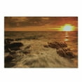thumbnail image 1 of Seascape Cutting Board, Exotic Ocean with Waves on Rocks Panorama in Sunset Time Tangerine Tones Sky, Decorative Tempered Glass Cutting and Serving Board, in 3 Sizes, by Ambesonne, 1 of 2