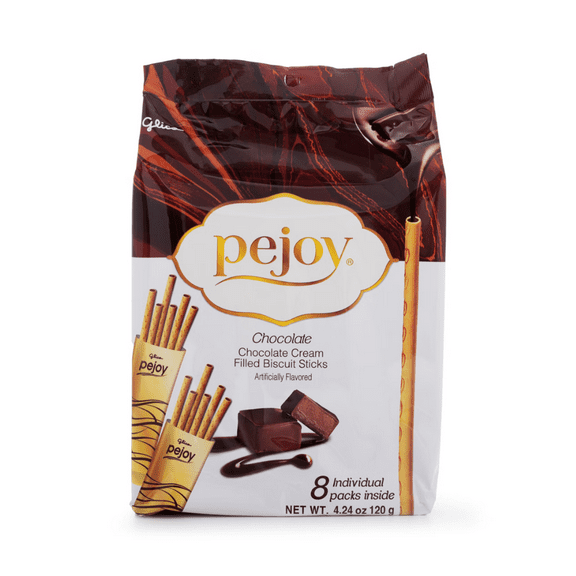 Glico Pejoy Chocolate Cream Biscuit Stick, Chocolate, Family Pack 4.24 oz (Pack of 8), Baked Snack