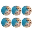 thumbnail image 2 of Balery 6 Pcs Shells And Starfishleather Coasters Set, Drink Table Cup Coasters For Living Room Kitchen Coffee Decor, 2 of 9
