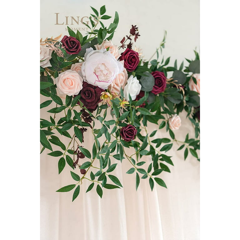 Wedding Arch Flowers  6.5ft Flower Garland with Hanging Rose Leaves for  Ceremony Backdrop - White & – Ling's Moment