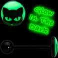 thumbnail image 2 of Body Candy 14G Women Anodized Black Glow in Dark Peeking Cat Barbell Tongue Ring Body Piercing Jewelry 5/8?, 2 of 7