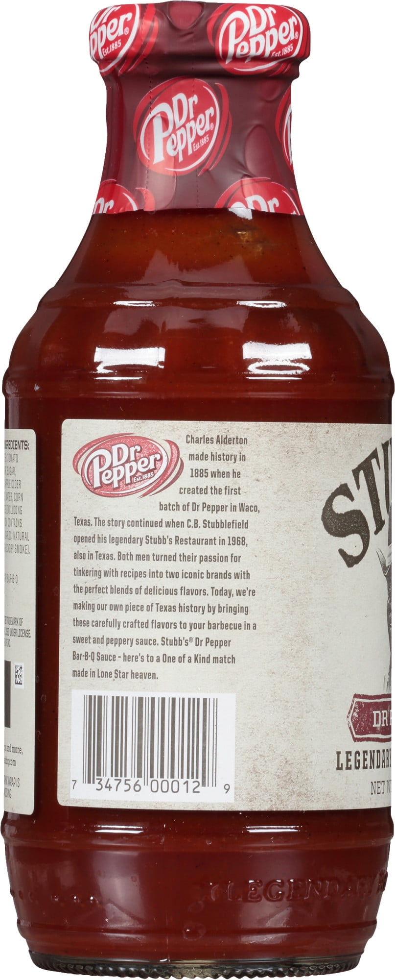 Stubb's Gluten Free Dr Pepper Barbecue Sauce, 18 oz Bottle