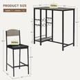thumbnail image 3 of 3-Piece Bar Table Set for 2, Counter Height Dining Table Set with PU Upholstered Chairs & Built-in Storage for Small Space, 3 of 9
