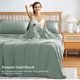thumbnail image 2 of AiAngu Bamboo King Sheet Set, Luxury Soft 4 Pieces Bed Sheets with 18" Deep Pocket, Spa Blue, 2 of 8