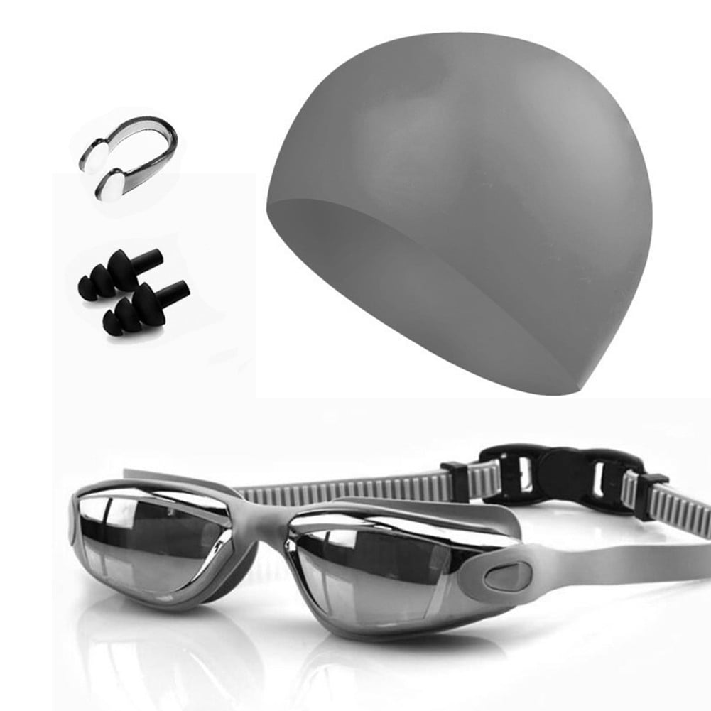 5in1 Swimming Kits with Swim Glasses Goggle Cap Nose Clip Earplug
