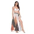 thumbnail image 2 of FORMRS Womens Long Sarong Beach Wrap Semi-Sheer Bikini Skirt Bathing Swimsuit Cover Up, Brown Christmas Trees, 2 of 7