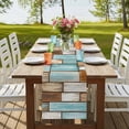 thumbnail image 4 of Table Runners 72 Inches Long Dress Scarves, Blue Brown Vintage Farmhouse Kitchen Table Runner, Coffee Tablerunners, Retro Farmhouse Elegant Pastoral 14x72 Inch, 4 of 9