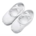 thumbnail image 6 of Stelle Canvas Ballet Shoes Spit Dance Slippers Flats Yoga Adjustable Bowknot Dance Shoes for Toddler Girls,White,8 Big Kids, 6 of 7