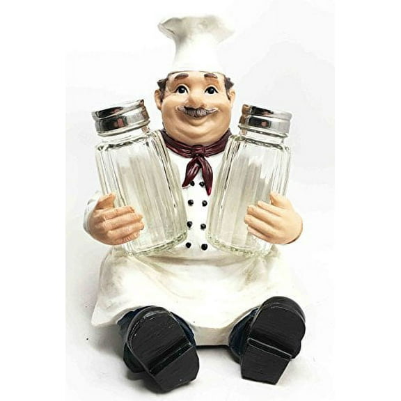 French Bistro Chef Jean Seasons and Spice Salt Pepper Shaker Holder Figurine