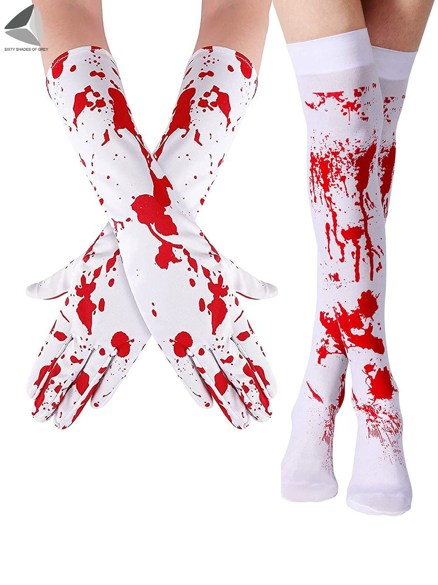 White Blood Splatter Socks Halloween Horror Fancy Dress Accessory 