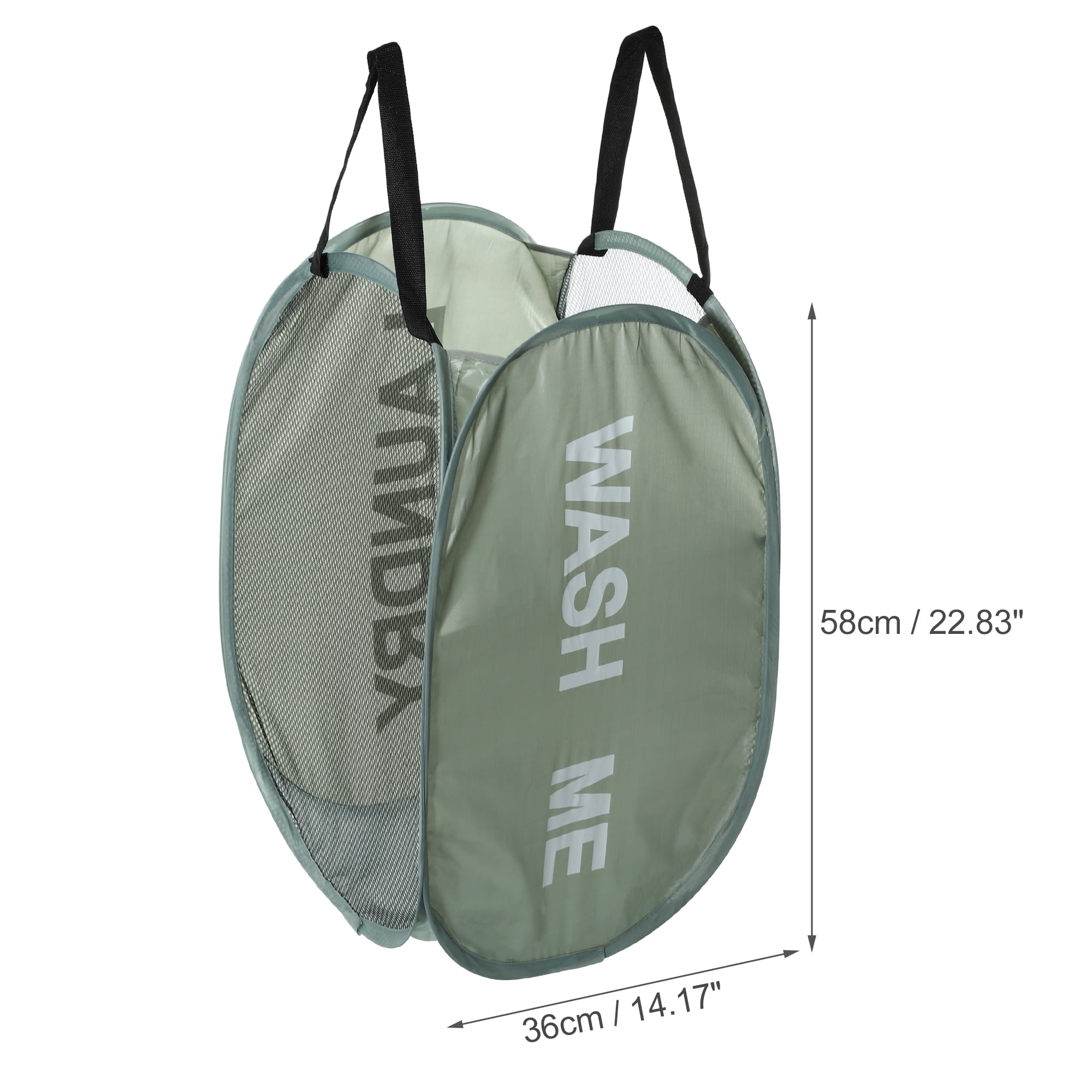Unique Bargains Folding Laundry Basket Durable Hamper for Bathroom Green