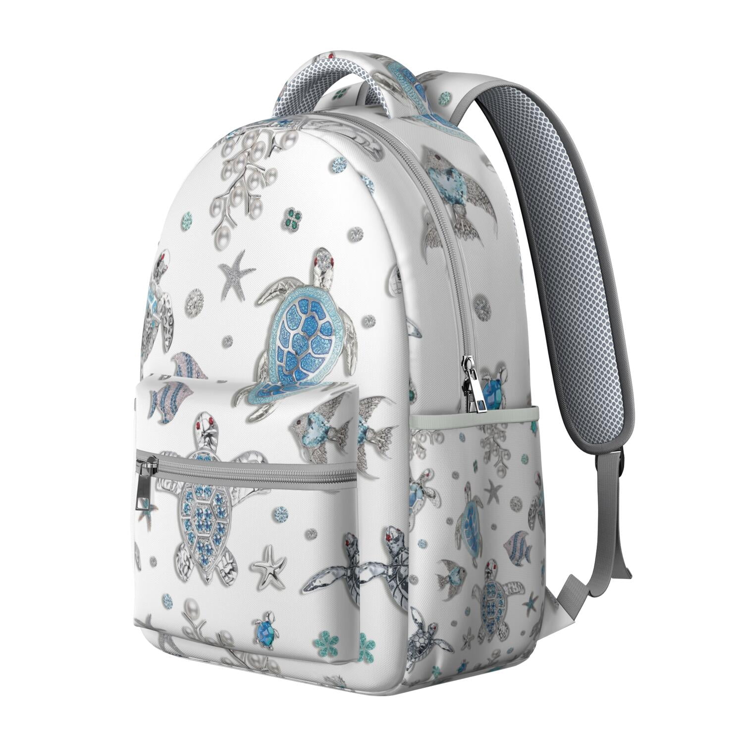 Tropical Marine Life Waterproof Backpack - Stylish Student Backpack with Adjustable S-Shaped Shoulder Straps & Padded Back Panel