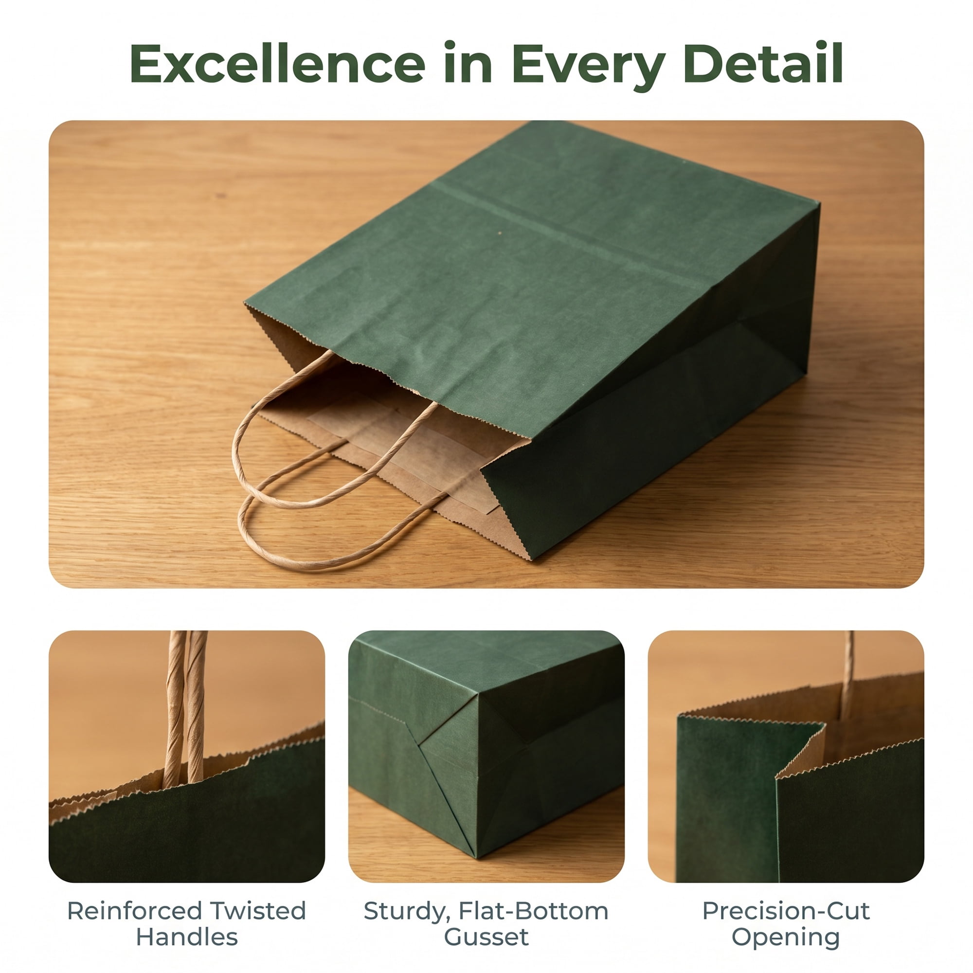 Unique Bargains 10Pcs Heavyweight Premium Gift Bags with Handles Green 5.9" x 3.1" x 8.3"