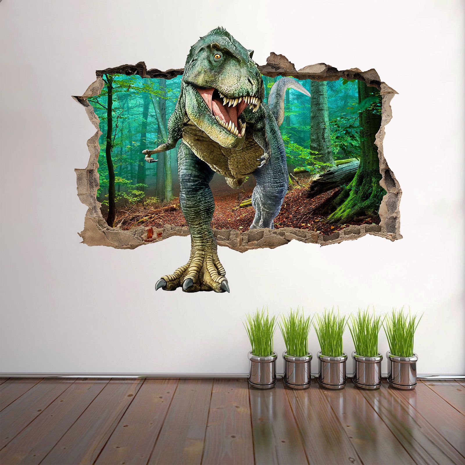 Removable  Dinosaur Wall Stickers Broken 3D Decorative Wall Decals Removable Boys Bedroom Baby Nursery Childrens Wall Decor