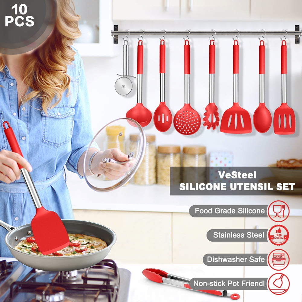Best Modern 10-piece-silicon-kitchen-cooking-utensils-set-red. Elyon  Tableware - Your Shop for Everything Tableware