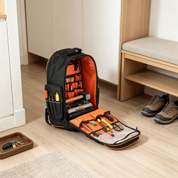 Rolling Tool Backpack, 110 lbs Capacity, Telescoping Handle & Stable Base, for Construction & Mechanic Use