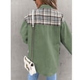thumbnail image 4 of Chaqueta vaquera con empalme de cuadros, chaqueta vaquera para mujer, chaqueta vaquera con solapa para mujer, chaqueta vaquera lavada, tecnología innovadora, 4 of 6