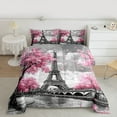 thumbnail image 2 of Homewish Pink Cherry Blossom Bedding Comforter Set,Paris Eiffel Tower Twin Comforter Sets,Chhic Classic Architecture Bedding Set For Adults,Super Cozy Room Decor Reversible,2-Piece, 2 of 8