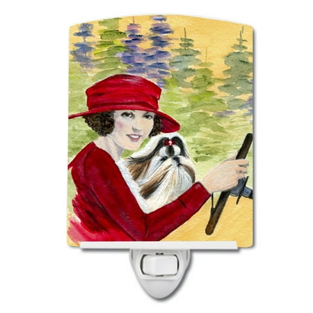 

Caroline s Treasures SS8539CNL Lady driving with her Shih Tzu Ceramic Night Light 6x4x3 multicolor