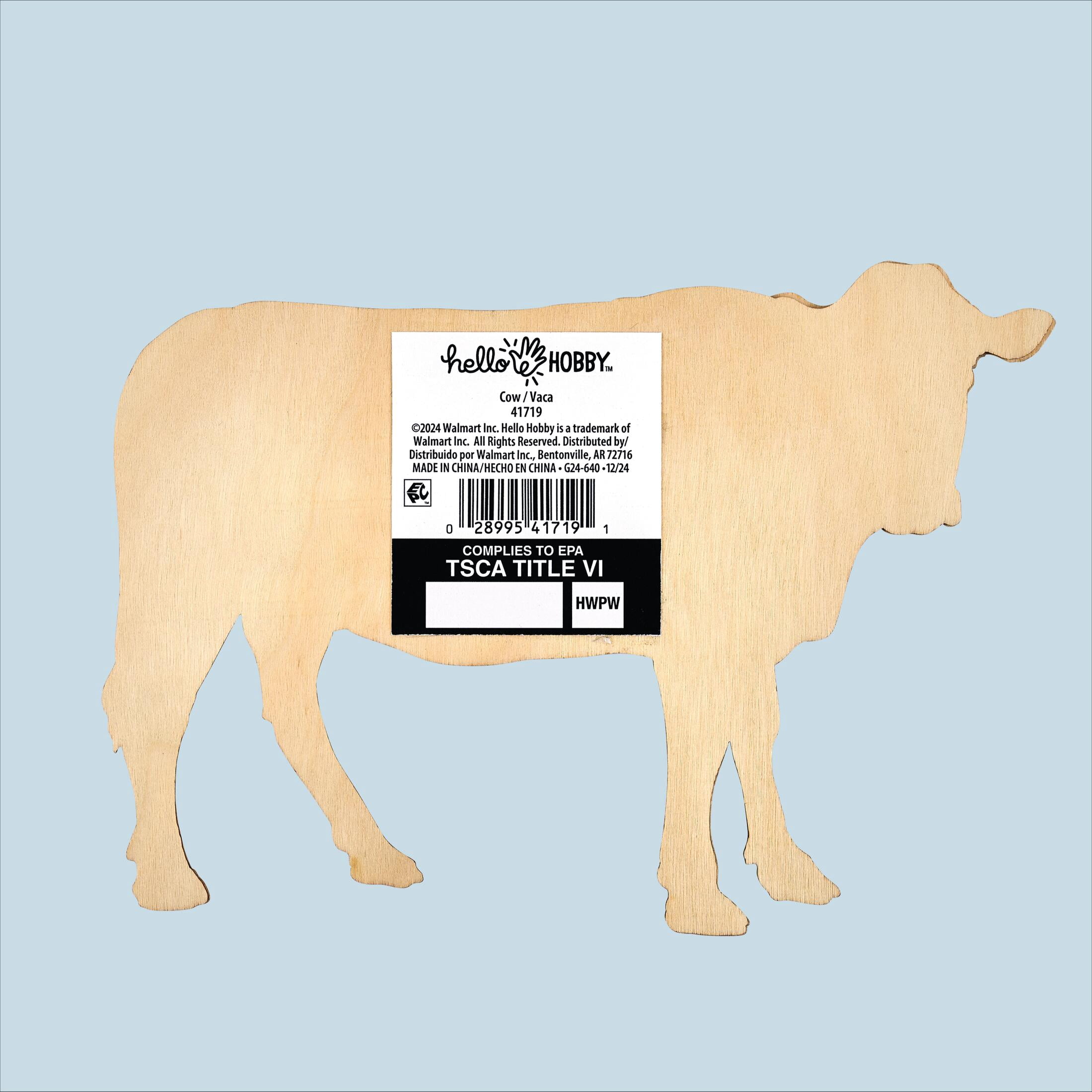 Hello Hobby 7" Wood Shape, Cow