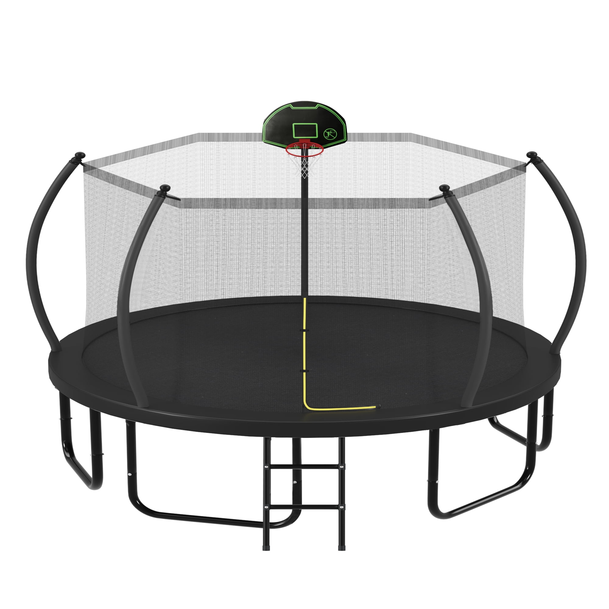 Euroco 14FT Trampoline with Basketball Hoop, Outdoor Trampoline with Enclosure Net for Kids and Adults