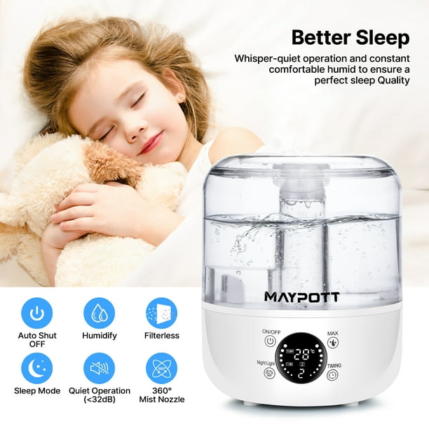 300ML Humidity Vaporizer Quiet Air Humidifier with LED Touch Display