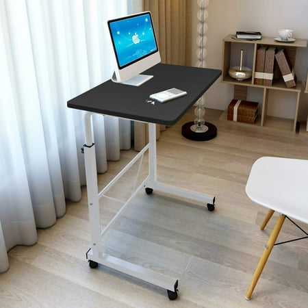 Adjustable Laptop Desk Table With 4 Wheels Flexible Wooden Stand Desk ...