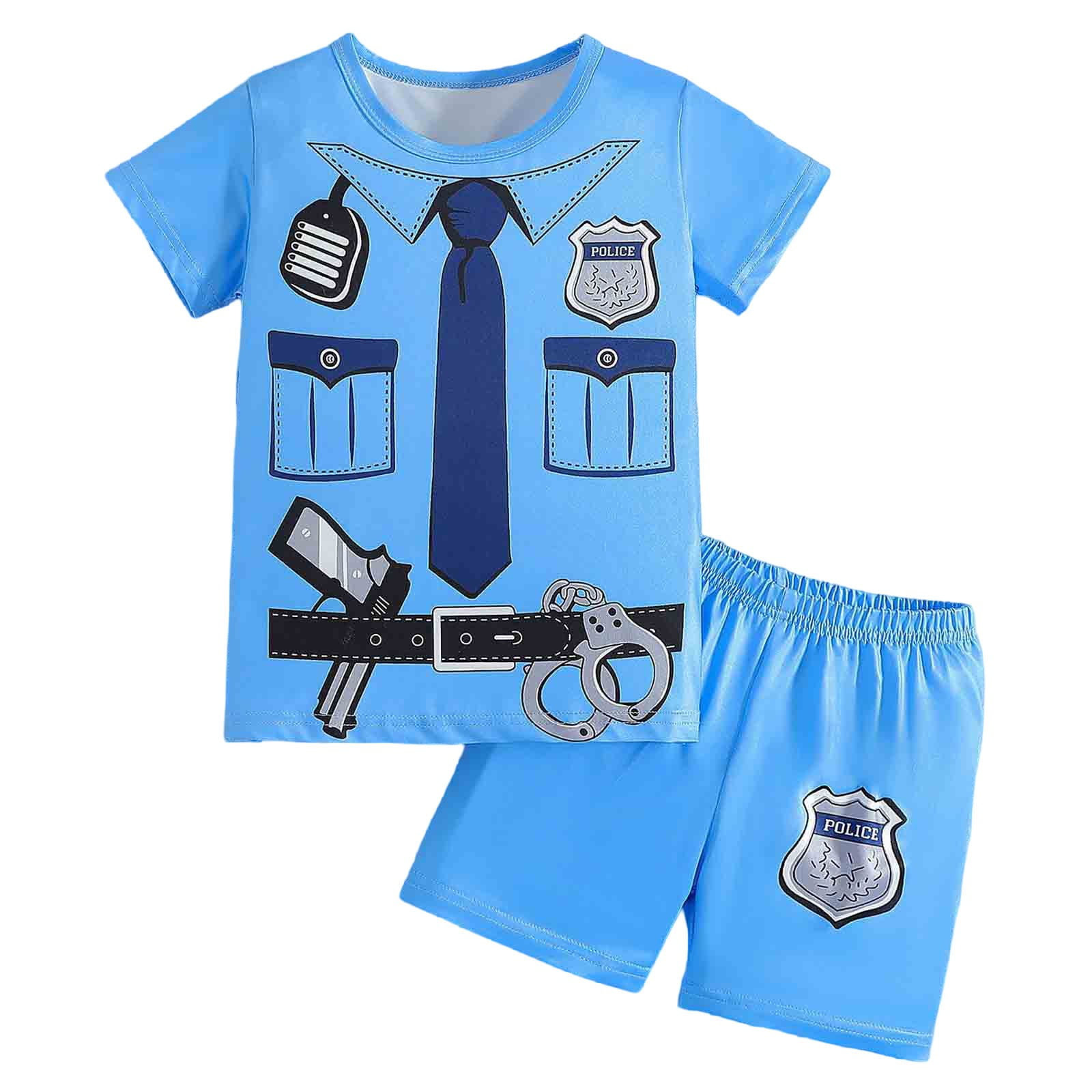 Luvoko Little Boys Outfit Set, Police Print Boy Shirt T-Shirts