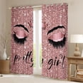 thumbnail image 2 of Homewish Pretty Girl Curtains Pack of 2 (42x84 Each),Chic Gliyyet Print Curtains Blackout,Rose Pink Bedroom Curtains For Kids,Ultra Soft Home Decor, 2 of 6