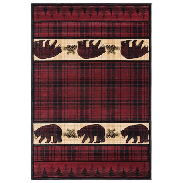 Tapis d'Accent en Pierre Cottage Bear 1 Pi. 10 Po. x 2 Pi. 8 Po., Bordeaux