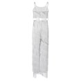 thumbnail image 4 of TiaoBug Girls Latin Dance Outfits Sequin Tassels Crop Top with Fringe Pants Cha Cha Tango Performance Wear Silver 8, 4 of 6