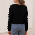 thumbnail image 6 of Xyxonk Girls Long Sleeve Shirt Trendy Cute Daisy Prints Crop Tops Size 10-12 Fall Cute Shirt Kids Crewneck Tshirts Girls Crop Tops Tween Girls Clothes Black 140, 6 of 6