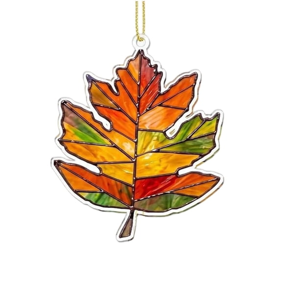 Maple Leaf Acrylic Fall Ornament, 3.94 inch Window Hanging Suncatcher, Fall Season Autumn Leaf Pendant Wall Art Decor for Thanksgiving, Xmas Party Christmas Tree Embellishments