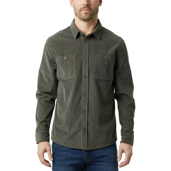 32 Degrees Heat Men's Midweight Corduroy Overshirt (Chimera Green/X-Large)