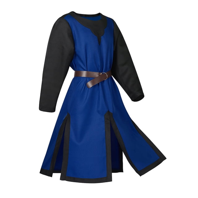 Cameland Hommes Blouse Hommes Couleur Assortie Robe Médiévale Rétro Tunique Performance Costume Mince Ajustement Col Rond Pull Chemise Blouse
